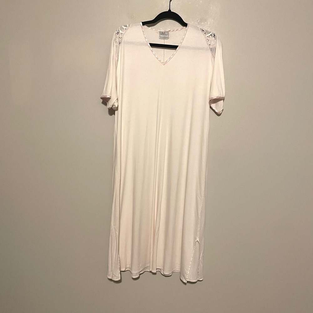 Hanro‎ short sleeve nightgown lace pink small traditional clean girl classic